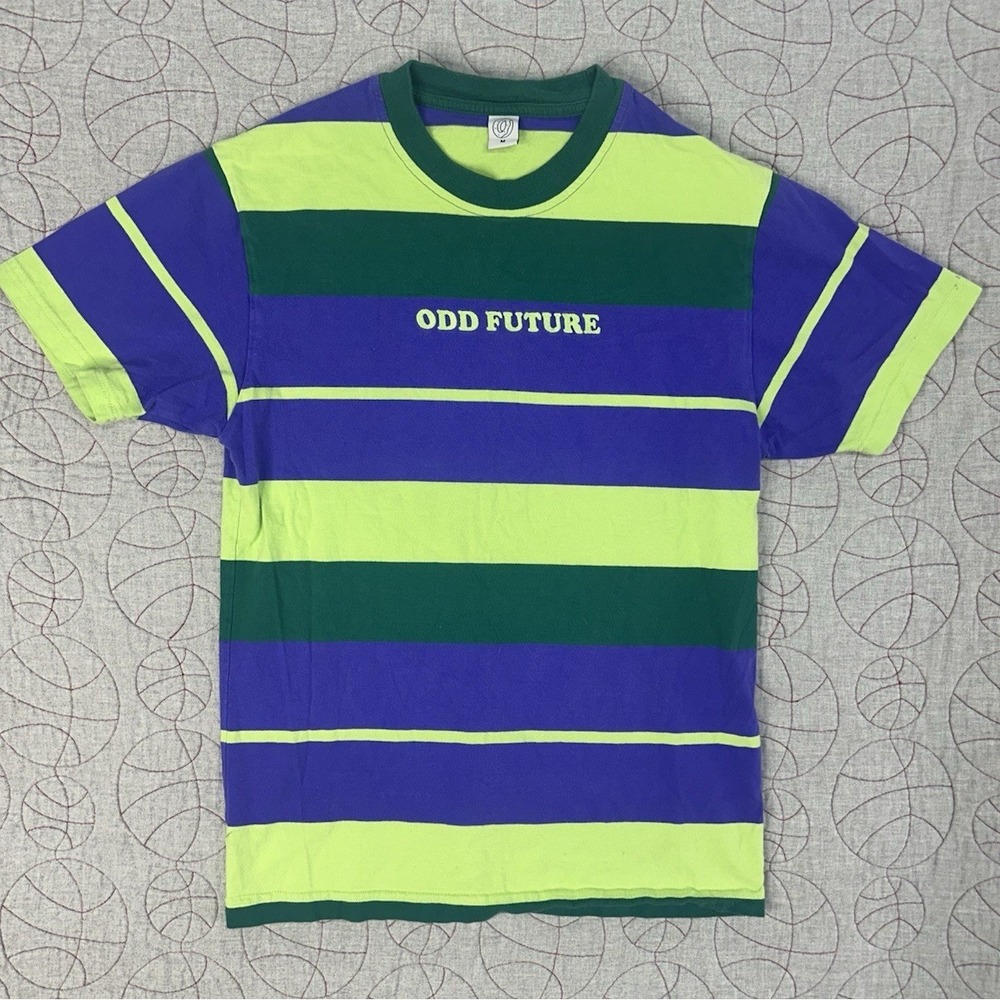 Odd Future Striped T Shirt Green Blue Purple Tyler OFWGKTA / Men's Medium